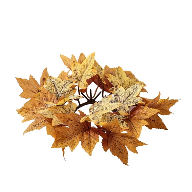 Candle Rings Wreaths Halloween Festival Simulation Maple Leaf Candle Candlestick Garland Decoration Ring Candlestick Candle Decoration Maple Leaf Garland