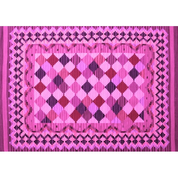 Ahgly Company Indoor Rectangle Abstract Pink Contemporary Area Rugs, 2' x 3'