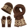 thumbnail image 3 of Winter Warm Knitted Sets Beanie Pompom Hat Scarves Winter Touchscreen Gloves Scarf Set for Men Women #03 Khaki, 3 of 10
