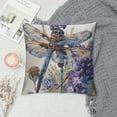 thumbnail image 2 of Shiartex Dragonfly Throw Pillow Covers Lavender Flower Plants Classic Art Printed White Purple  Decor for Indoor Living Room Couch Bed Home Square with Zipper Cushion Cover  20x20in, 2 of 5