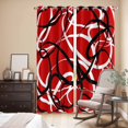 thumbnail image 3 of Kitchen Curtains 84 Inch Length 2 Panels, Red Geometric Grommets Window Treatment Curtain, Modern Abstract Black White Striped Lines Thermal Curtains Drapes for Living Room/Bathroom, 3 of 9