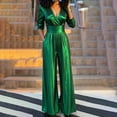 thumbnail image 5 of Ruohan Women's Metallic V-Neck Wide Leg Jumpsuit Party Romper, 5 of 6