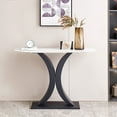 thumbnail image 3 of Youdao 47 inches Modern Black Console Table with Geometric Metal Base, White Marbling Narrow Entryway Table Foyer Table for Entrance, Living Room, Hallway, Entryway, 3 of 9