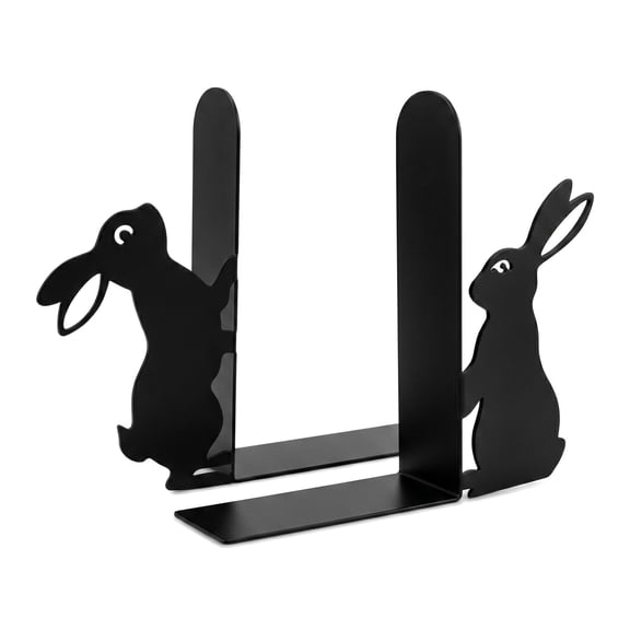 Unique Bargains 2Pcs Decorative Metal Hollow Out Cartoon Book Ends Black 6.3*1.2*5.9inch