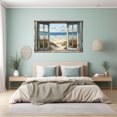 thumbnail image 4 of Vintage Blue Window Seaside Butterfly Beach Framed Canvas Wall Art Prints for Living Room Bedroom Bathroom Home Decor, Ready to Hang12"L x 8"W, 4 of 10