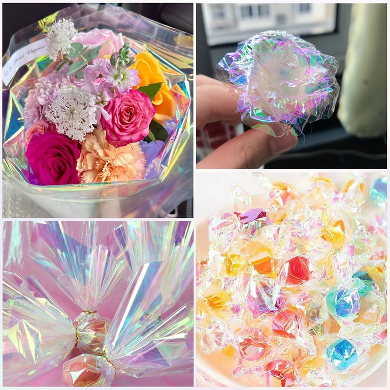 Kabuer Valentine's Day Gift Wrapping Iridescent Cellophane Wrap, Extra Wide Iridescent Cellophane Wrap Roll, Wrap for Gifts, Baskets, Arts & Crafts, Treats