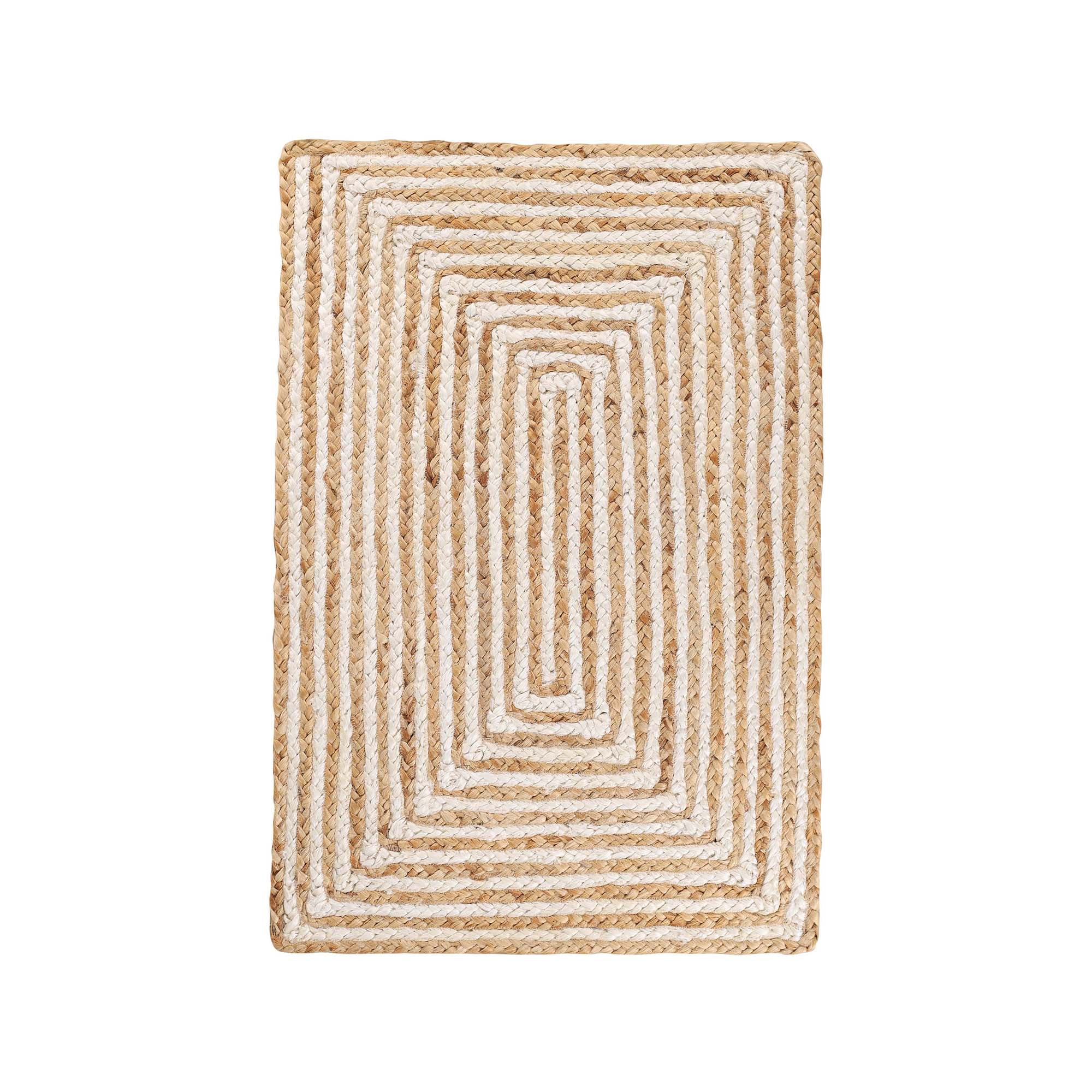 Superior Braided Jute Handwoven Indoor Outdoor Area Rug, 2' x 3', Ivory