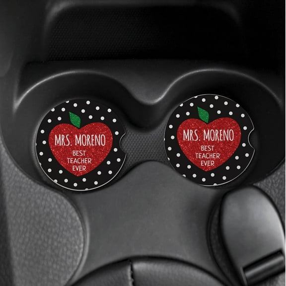 Best Teacher Ever Set of 2 Car Coasters
