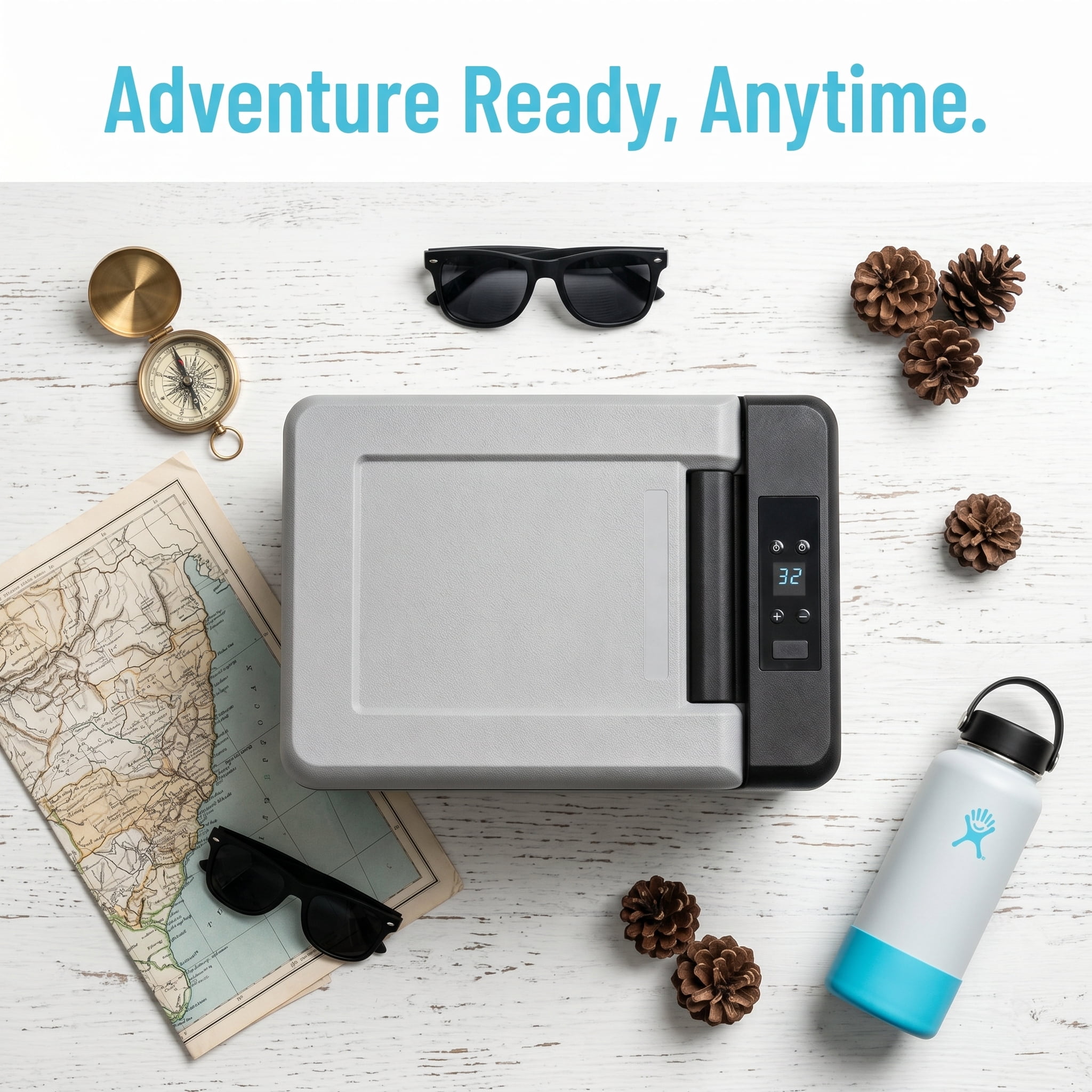 12V Portable Mini Refrigerator, 10 Qt Car Freezer (-4℉~68℉) with App & Touch Control, 12/24V DC & 110-220V AC Compressor Cooler for Camping, Road Trip & Home