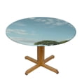thumbnail image 3 of WYYP Round Tablecloth for Picnic Dining Kitchen Farmhouse 100% Polyester Outdoor Fitted White, 3 of 8