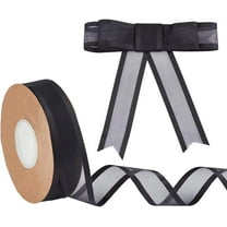 20 Yards Black Wired Edged Ribbon 1 Inch Satin Edge Sheer Ribbon