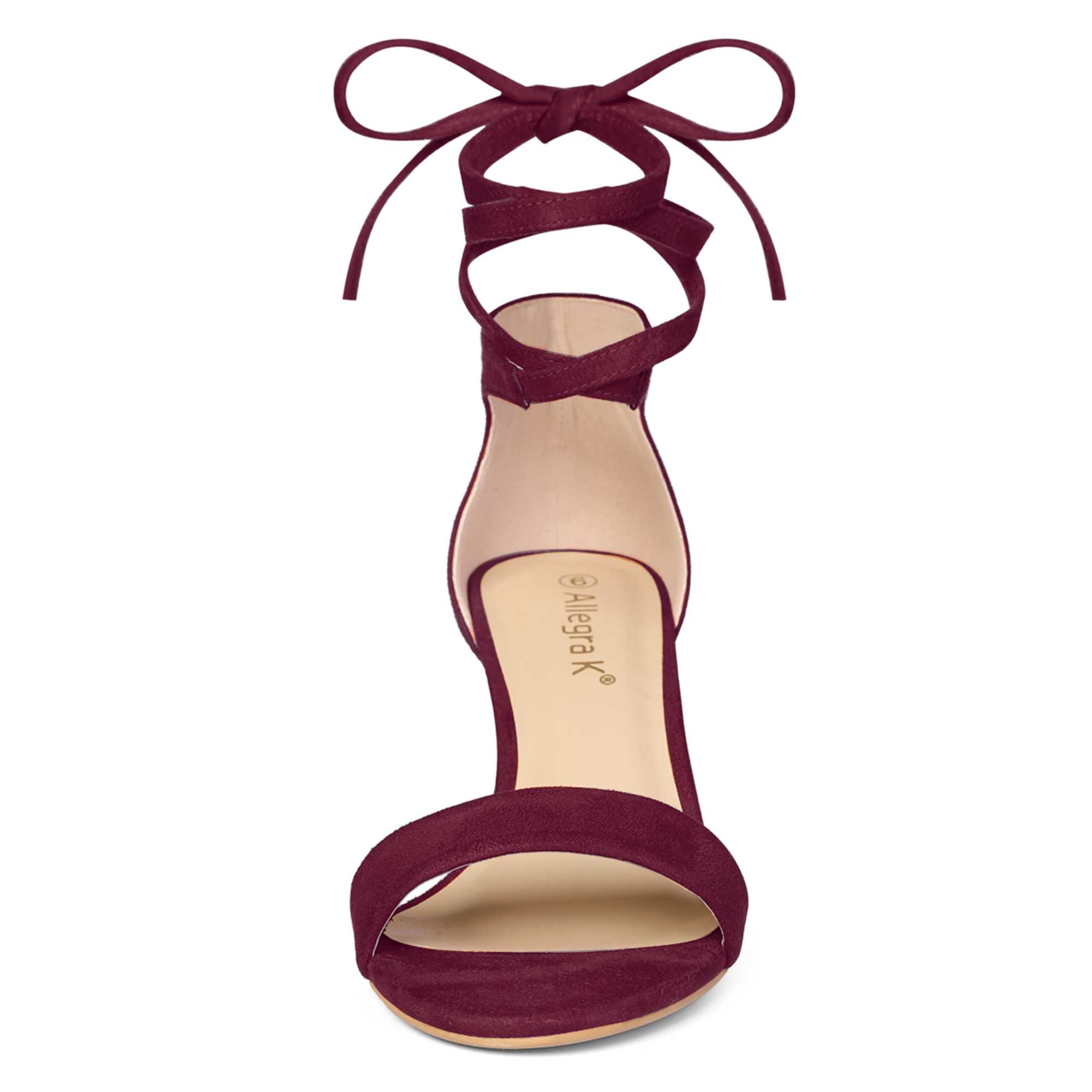 DARING DIVA Women's Casual Stylish Lace Up Black Sandals with Kitten Heel Burgundy 10