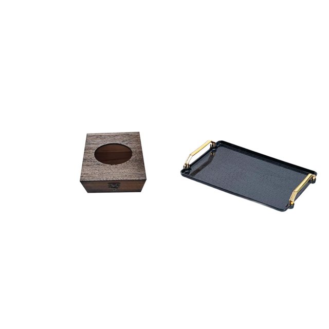 Estuche de pañuelos de escritorio,Caja de pañuelos faciales de madera estilo retro,Bandeja para servir,Bandeja para servir con asas,almacenamiento de cosméticos,Bandeja multiusos para