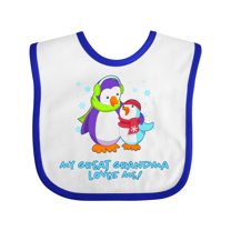Inktastic My Great Grandma Loves Me Cute Penguins Boys or Girls Baby Bib
