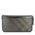 thumbnail image 3 of Pre-Owned BURBERRY Check Canvas Zip Around Wallet Grey, 3 of 12