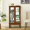 thumbnail image 5 of Living Room Cabinets Curio Cabinet Lighted Curio Diapaly Cabinet with Adjustable Shelves and Mirrored Back Panel, Tempered Glass Doors (Oak, 3 Tier), (E26 light bulb not included),Wooden Cabinets, 5 of 15