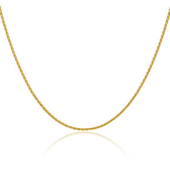 10K Solid Yellow Gold 1.5mm Parisian Spiga Wheat Link Chain Necklace