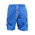 thumbnail image 6 of Mens 2 Piece Outfit Crew Neck Short Sleeve Ligjtweight Drawstring Shorts Summer Solid Color Set With Large Pockets Blue XXL, 6 of 7