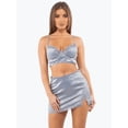 thumbnail image 2 of 2 Piece Bralette Crop Top Mini Skirt Adjustable Straps Lace Trim Nightwear Sleepwear Outfit, 2 of 7