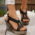 thumbnail image 5 of Viluyesy Womens Wedge Sandals, Wide Width Ankle Strap Open Toe Summer Casual Shoes Black, 5 of 9
