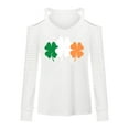 thumbnail image 3 of DDAPJ pyju St Patricks Day Shirt for Women Long Sleeve Cold Shoulder V Neck Green Irish Shamrock T-Shirt Cute Heart Graphic Tees White XL, 3 of 4