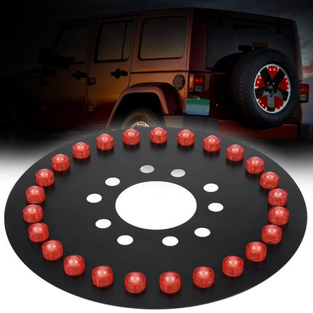 Dilwe Car Spare Tire LED Lamp Rear 3rd Brake Decor Light Red Light for Jeep Wrangler JK TJ 07-16, Spare Tire LED Lamp, Spare Wheel LED