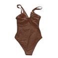 thumbnail image 5 of 2025 New Hot Mesh One Piece Swimsuit for Women Plus Size - V-Neck Sheer Mesh Tummy Control Bathing Suit with Adjustable Wide Straps, Solid Color, 5 of 5