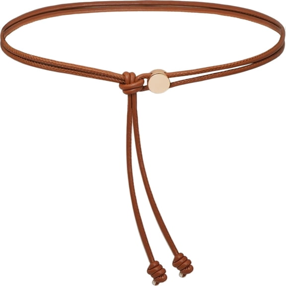 Women Skinny Belts Thin PU Leather Knotted Rope Belt for Dresses