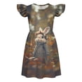 thumbnail image 4 of Cute Easter-print Dress With Small Flying Sleeves For Children Aged 3-10 In Summer, 4 of 9