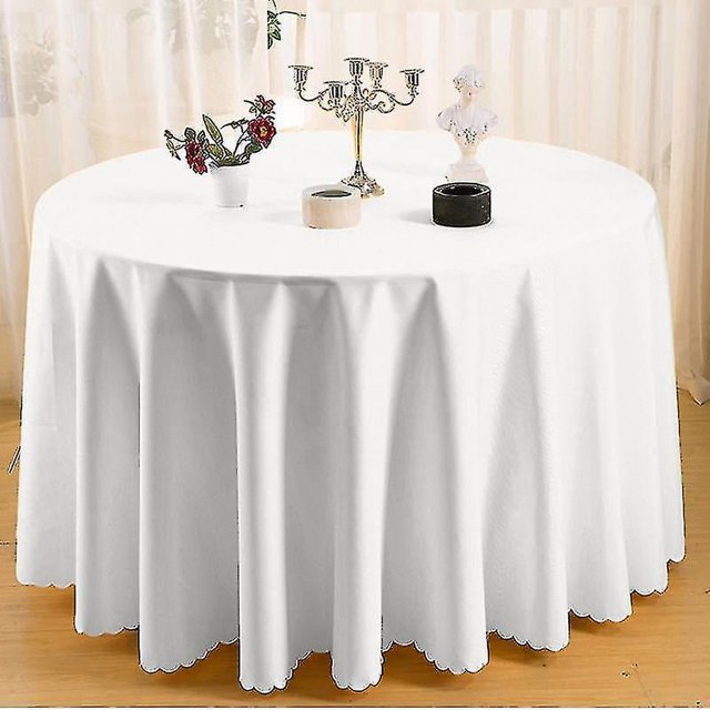 1 mantel redondo blanco para bodas, eventos, banquetes, hoteles, poliéster liso (280 x 280 cm)
