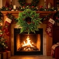 thumbnail image 4 of 50cm Artificial Norfolk Pine Wreath, Christmas Simulation Door Hanging Flower Wreath Decoration, Realistic Plastic Green Garland for Fireplace Stair Door Wall, Flexible Festive Holiday Home Decor, 4 of 6