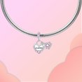 thumbnail image 5 of ARVALILS 925 Sterling Silver Pink CZ Heart Charm Pendant for Bracelet, 5 of 7