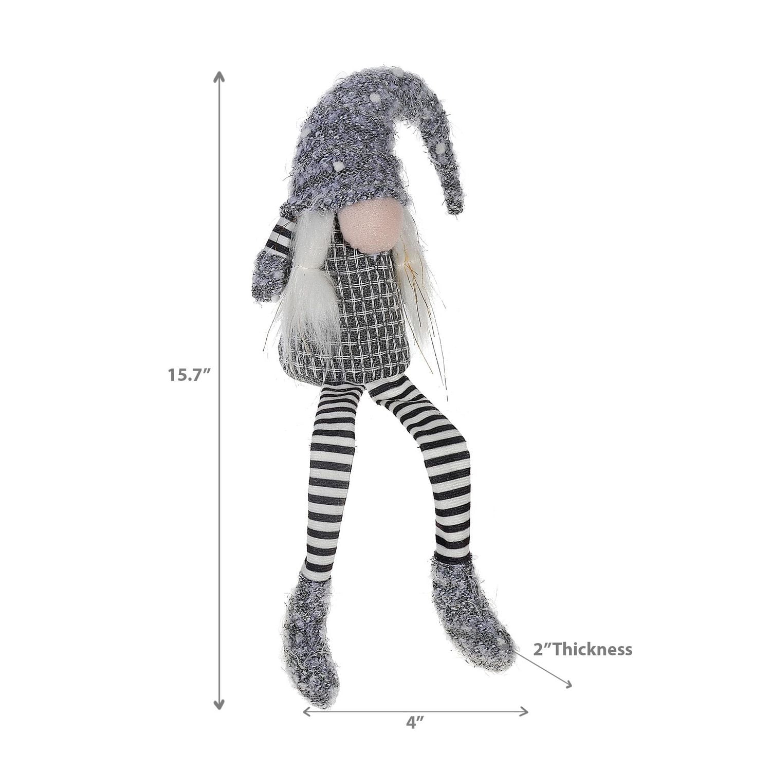 Christmas Gray Gnome Plush Shelf Dangler 15.7"