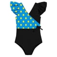 thumbnail image 4 of Busydd Girls One Piece Swimsuits with Built in Bra 7-16 Years Trendy Ruffle V Neck Girls' Swimwear Summer Beach Polka Dot Bathing Suit 7-8 Years, 4 of 8