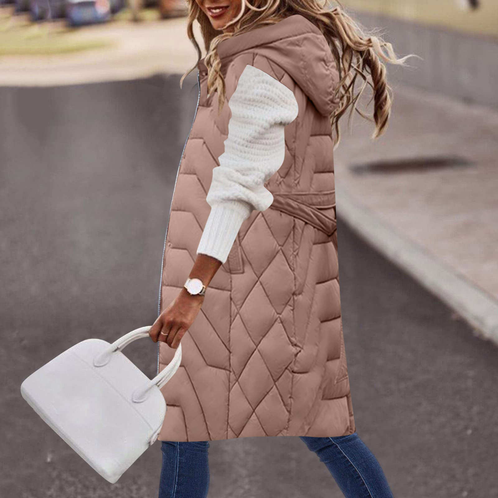 Manteau D'hiver Femme Sans Manches Avec Capuche - Doudoune Matelassée Chaude Et Confortable Pour Les Jours Froids