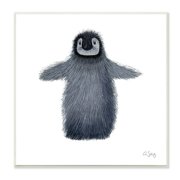 Stupell Industries Adorable Baby Penguin Bird Arctic Animal Illustration Wood Wall Art, 12 x 12, Design by Ale Saiz Studio