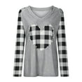 thumbnail image 5 of UTTOASFAY Womans Shirts Clearance Women Autumn V-Neck Love Printing Blouse Long Sleeve Casual Loose T-Shirt Top Gray 4(S), 5 of 9