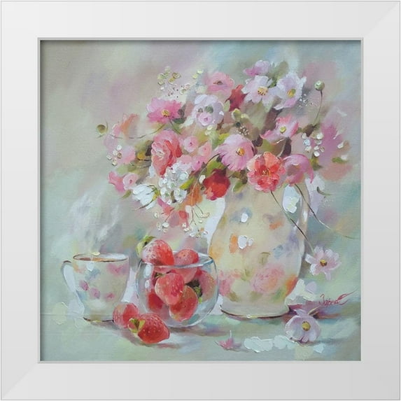 Zareckaya, Tatiana 12x12 White Modern Wood Framed Museum Art Print Titled - Strawberry Mood