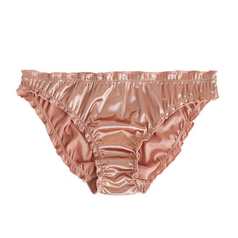 Spdoo 1 Pack Women's Satin Panties Low-Waist Ruffle Milk Silk