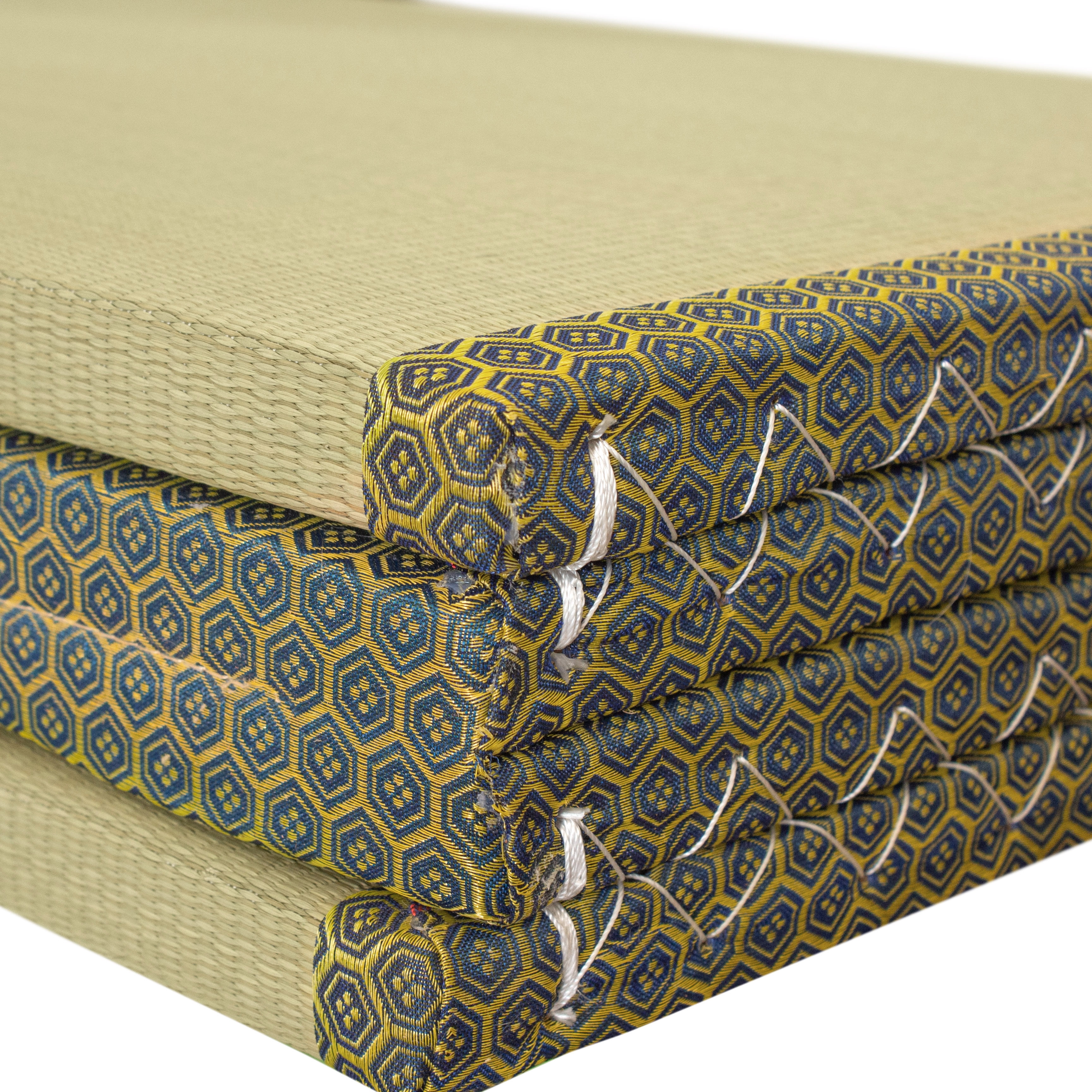 Oriental Furniture 6.5' x 3' Folding Rush Grass Tatami Mat - Jade Brocade