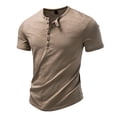 thumbnail image 4 of COSFO Summer Mens Tshirts Henley Short Sleeve Solid Cotton Classic T-Shirt Slim Fit Pullover Casual Workout Tops, 4 of 9
