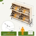 thumbnail image 1 of Bingirl 4 - Door Oak - Rattan Flip - Door 4 - Tier Hidden Rack Shoe Cabinet for Entryway and Hallway, 1 of 6