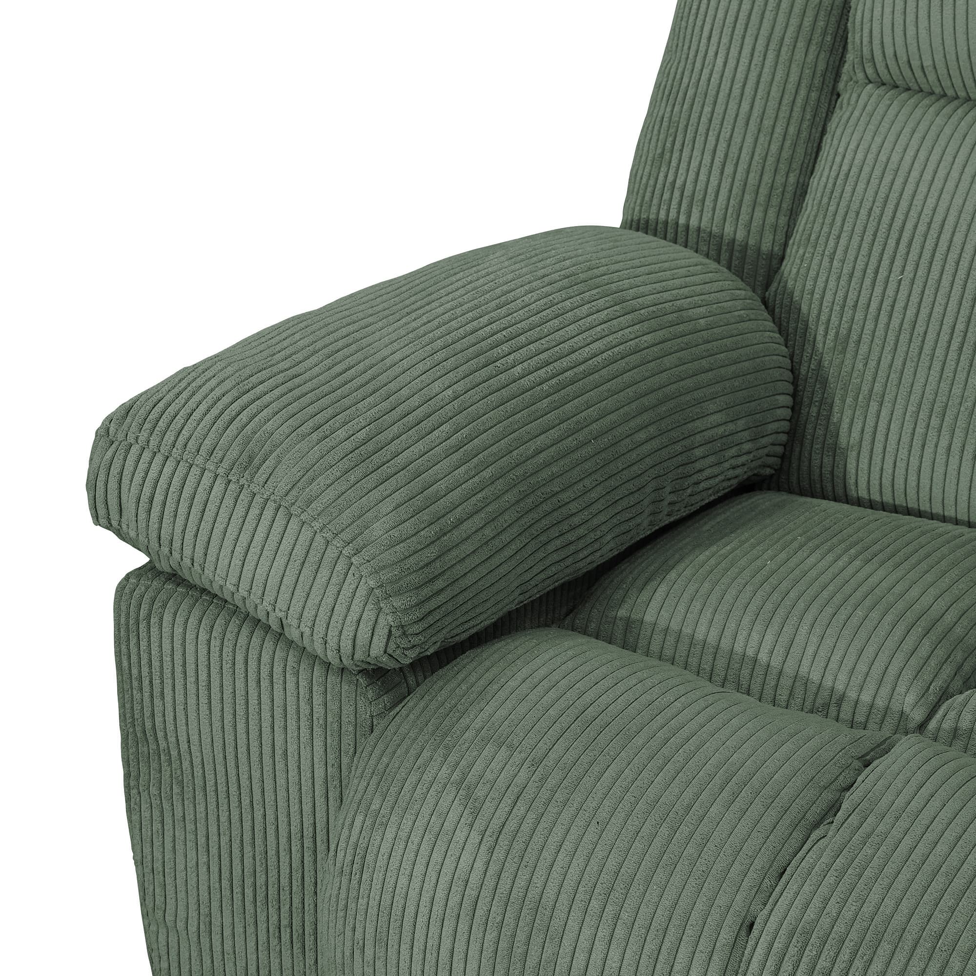 MAYEERTY Recliner Chair, Corduroy Fabric Reclining Chair with Adjustable Backrest for Living Room, Green