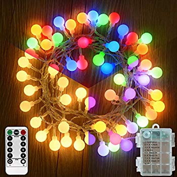 50 LED Color Changing String Lights with Remote Timer, Indoor Outdoor
