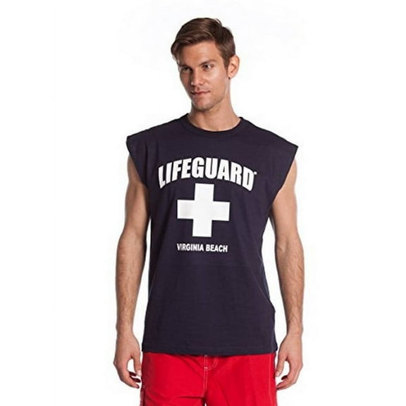 LIFEGUARD Guys Navy Printed Mens Sleeveless Tank (Large)