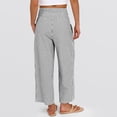 thumbnail image 4 of Women's Vertical Striped Palazzo Pants Smocked High Waist Wide Leg Trousers Casual Loose Cropped Slacks with Pockets 3/4 Length, 4 of 4