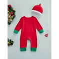thumbnail image 4 of Qiylii Baby Christmas Romper, Color Block Long Sleeve O-Neck Jumpsuit + Cap, 4 of 8