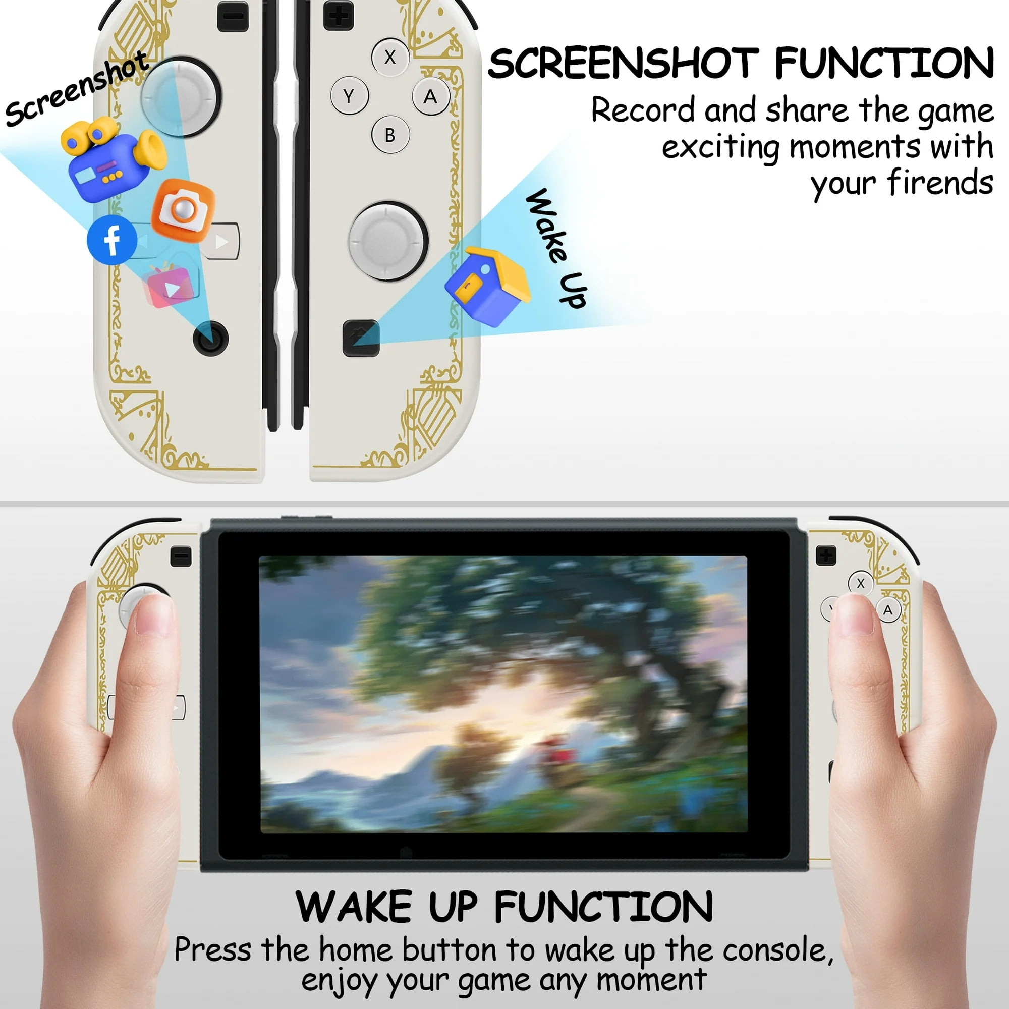 Controlador Gaming Dividido Inalámbrico, Gamepad Bluetooth con Movimiento y Vibración, Controlador Recargable para Dispositivo de Juego Portátil 3