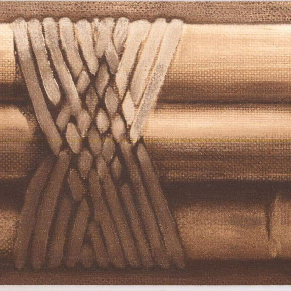 Concord Wallcoverings Classic Pattern Wallpaper Border Featuring Bamboo Sticks, Colors Beige and Brown, Size 4.5 Inches by 15 Feet HH8312B