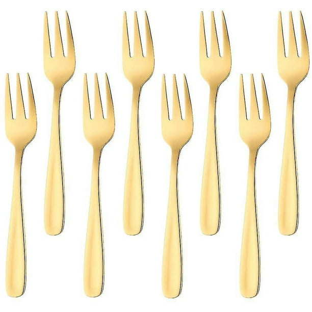 Juego de tenedores para tartas Kitchen Craft, acero inoxidable, dorado, 8 piezas